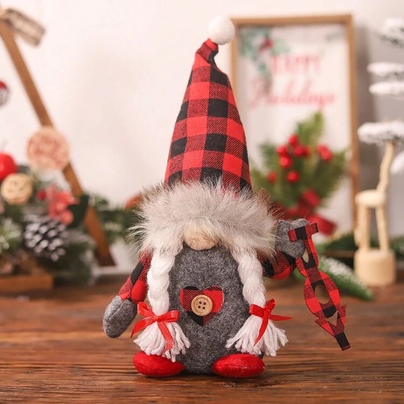 NWT- Set of 2- Buffalo Check- Merry Grinchmas & JOY- Holiday Gnomes Decorations - Picture 2 of 12